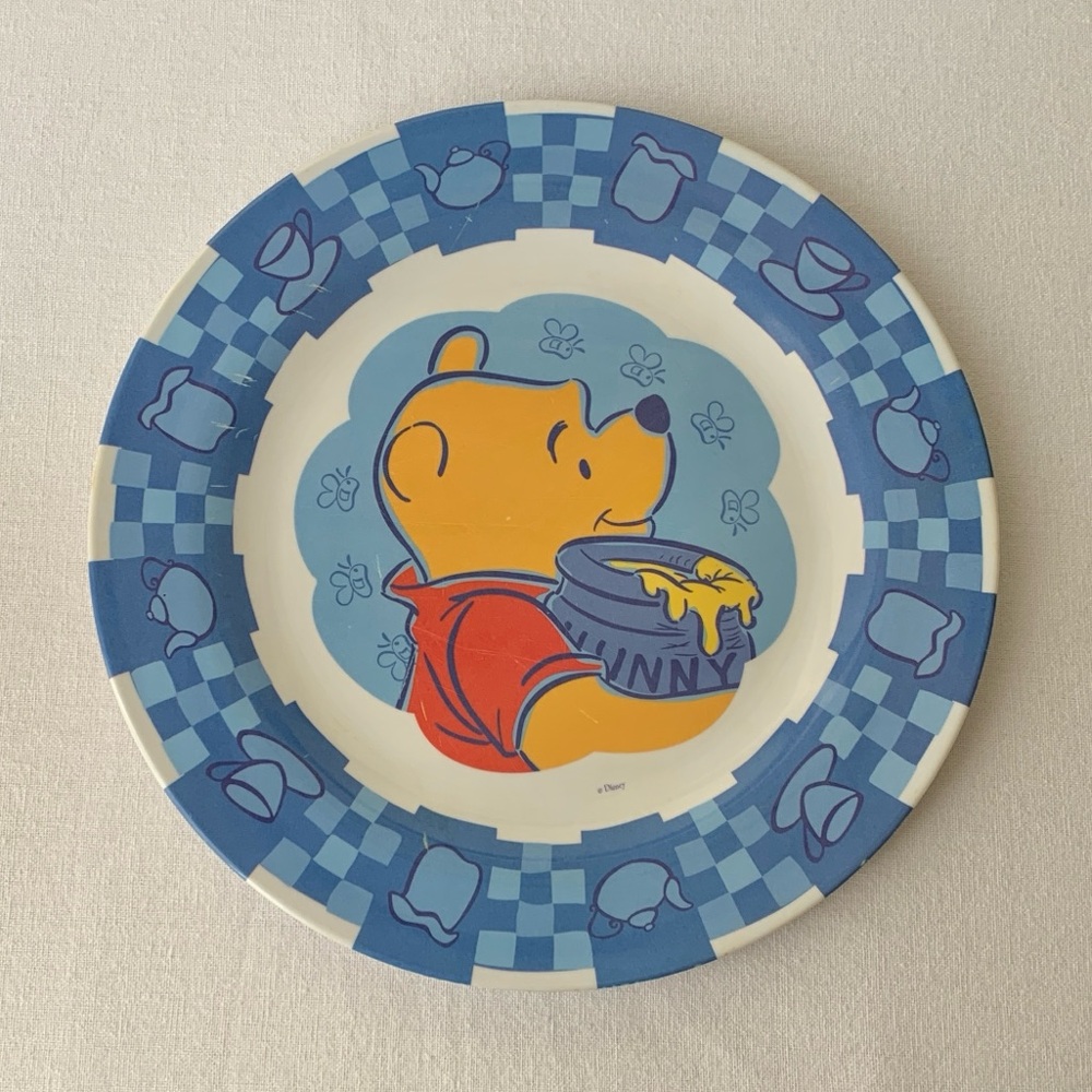 Disney Winnie the Pooh Bear Hunny Pot Bees Zak Designs Blue Melamine Plate